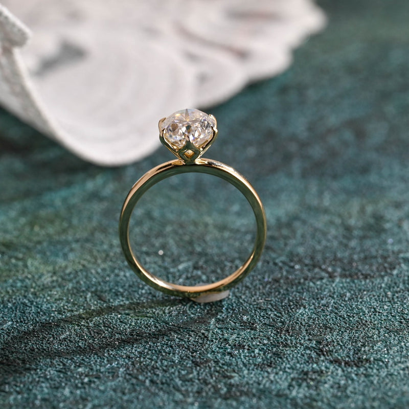 1.0-3.0 CT Oval Cut CVD Diamond Solitaire Engagement Ring