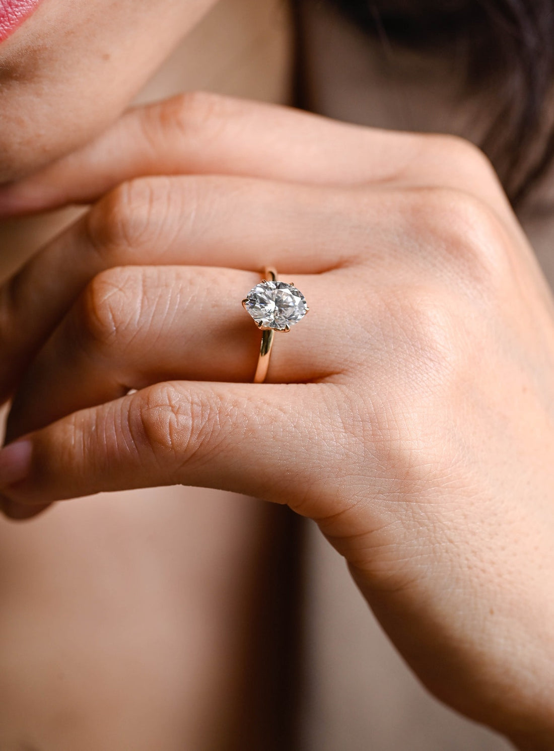 1.0-3.0 CT Oval Cut CVD Diamond Solitaire Engagement Ring