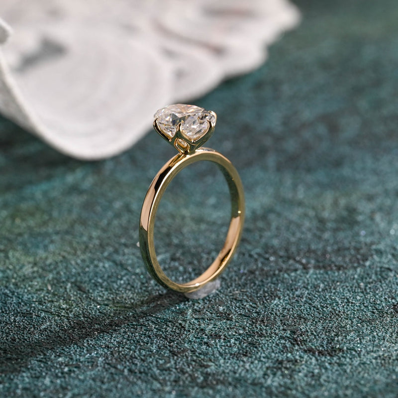 1.0-3.0 CT Oval Cut CVD Diamond Solitaire Engagement Ring