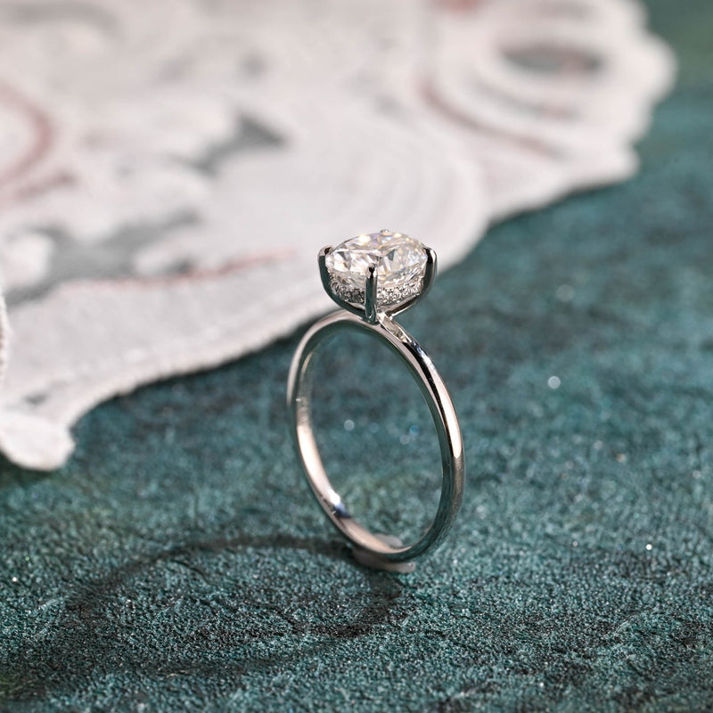 1.0-3.0 CT Oval Cut CVD Diamond Solitaire Engagement Ring