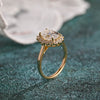 1.0-3.0 CT Oval  CVD Diamond Halo Cathedral Setting Engagement Ring
