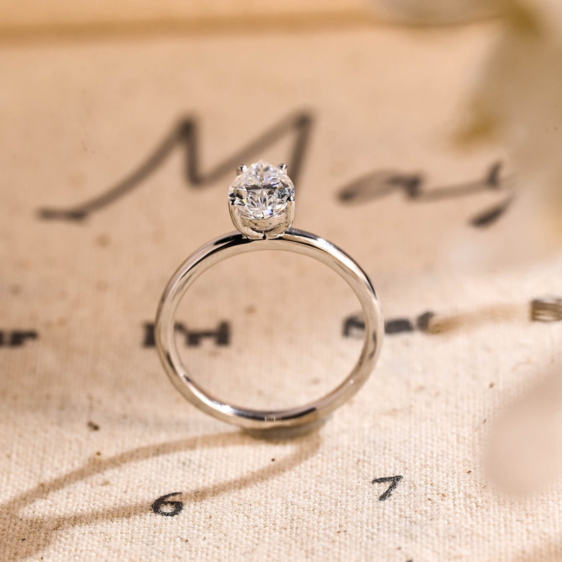 1.0-3.0 CT Pear CVD Diamond Solitaire Engagement Ring