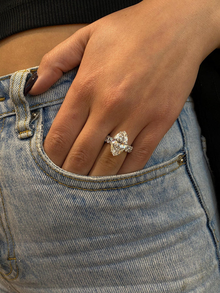 3.0 - 7.0 CT Marquise CVD Diamond Pave  Engagement Ring
