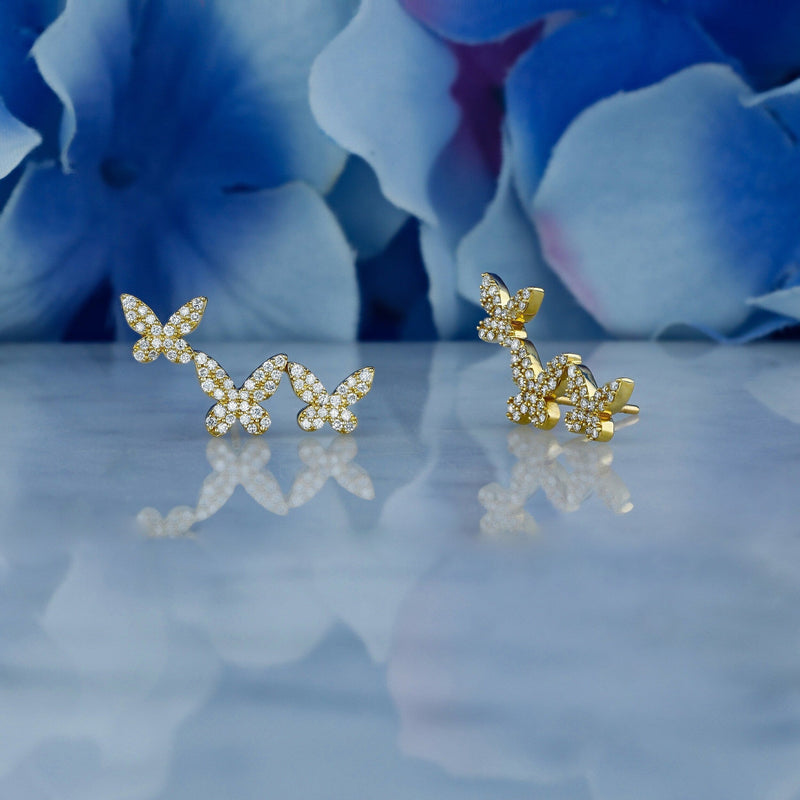 0.56 TCW Round Moissanite Diamond Ear Crawlers Earrings