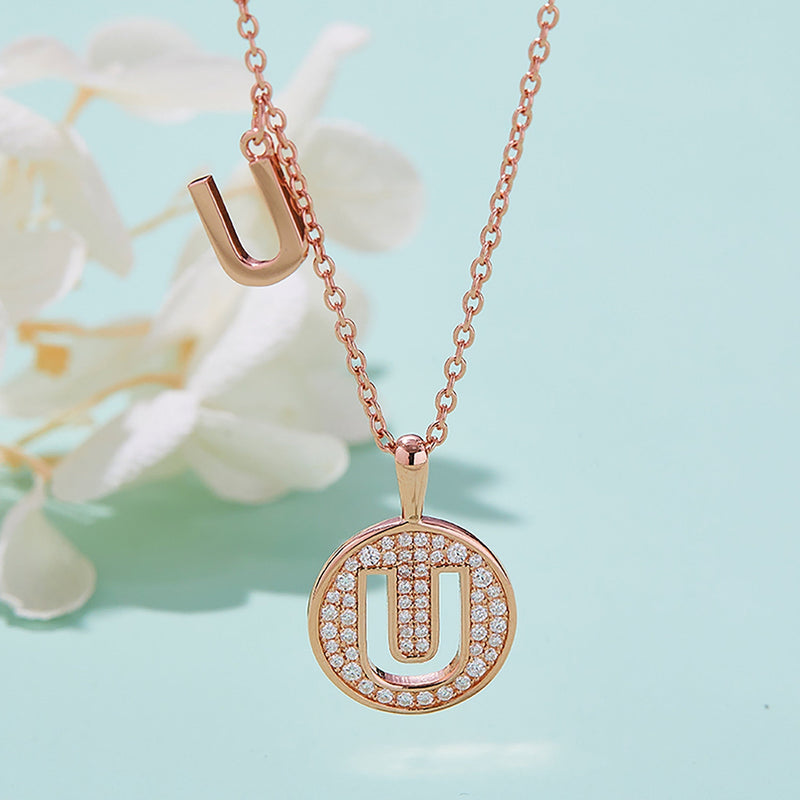 Customized "U" Letter Moissanite Diamond Necklace