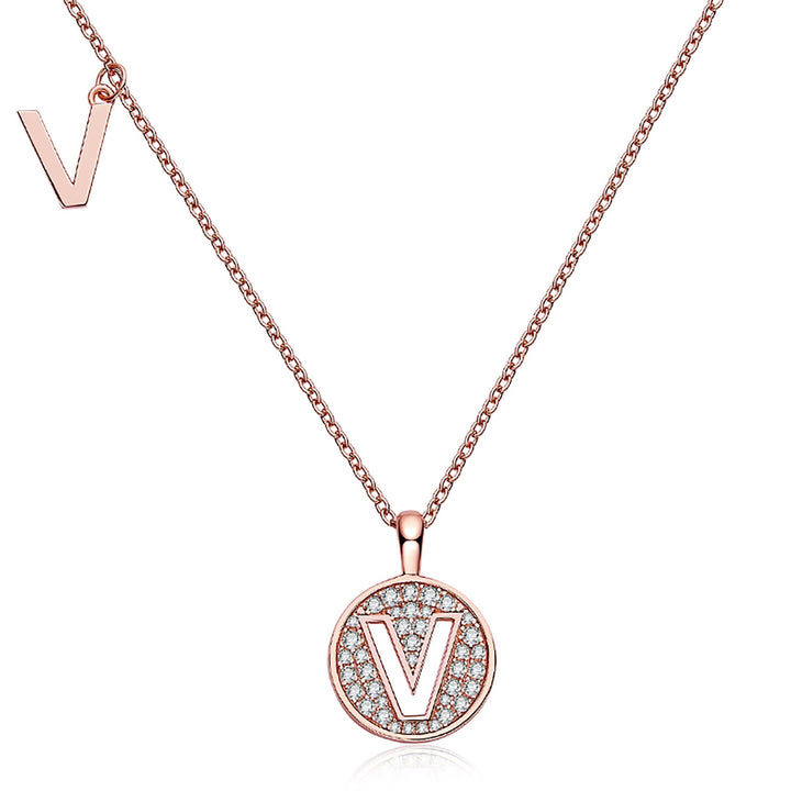Customized "V" Letter Moissanite Diamond Necklace