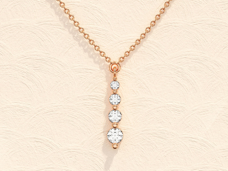 0.11 TCW Round Moissanite Diamond Drop Pendant Necklace