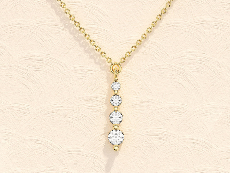 0.11 TCW Round Moissanite Diamond Drop Pendant Necklace