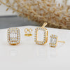 0.93 TCW Round & Baguette Moissanite Diamond Stud Earrings