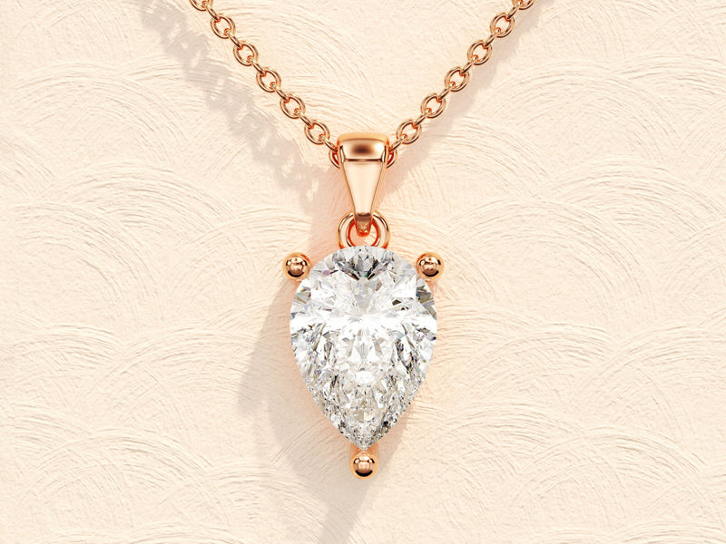 1.0 CT Pear Moissanite Diamond Solitaire Necklace