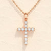 0.22 TCW Round Moissanite Diamond Cross Pendent Necklace