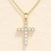 0.22 TCW Round Moissanite Diamond Cross Pendent Necklace