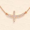 0.27 TCW Round Moissanite Diamond Sideways Cross Necklace