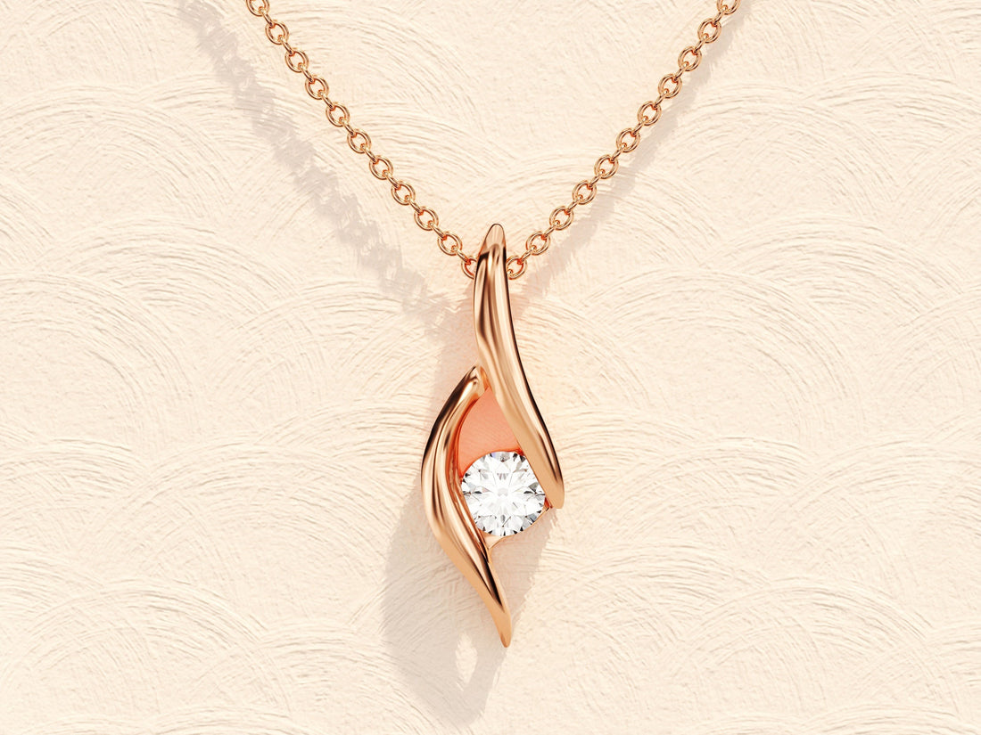 0.10 TCW Round Moissanite Diamond Soloitaire Necklace