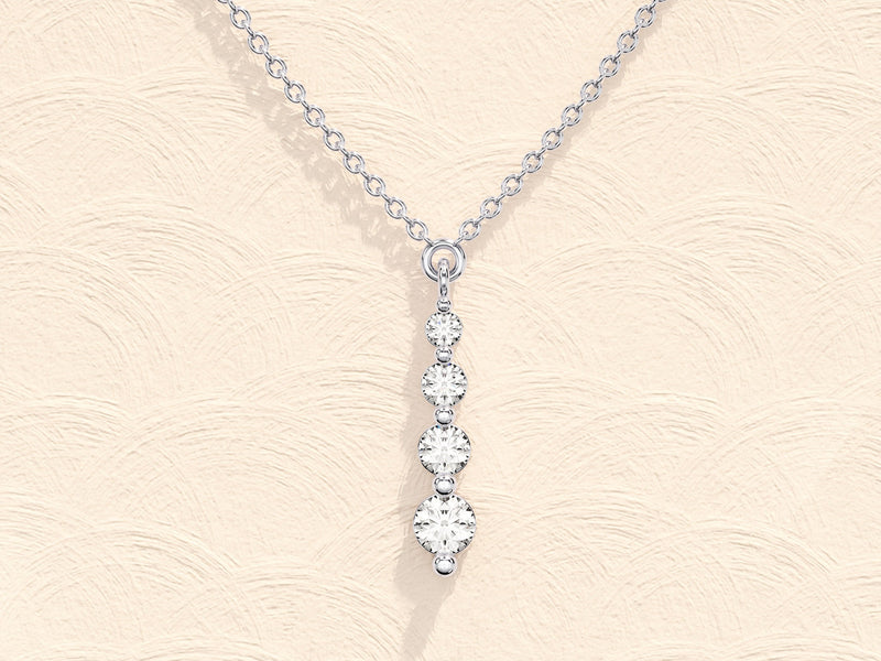 0.11 TCW Round Moissanite Diamond Drop Pendant Necklace