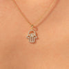 0.31 TCW Round Moissanite Diamond Hamsa Necklace