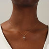 0.22 TCW Round Moissanite Diamond Cross Pendent Necklace