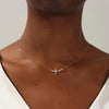 0.27 TCW Round Moissanite Diamond Sideways Cross Necklace