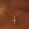0.22 TCW Round Moissanite Diamond Cross Pendent Necklace