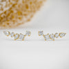1.28 TCW Round, Princess & Pear Moissanite Diamond Ear Crawler Earrings