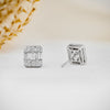 0.99 TCW Baguette & Round Moissanite Diamond Stud Earrings