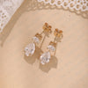 4.0 TCW Round & Pear Moissanite Diamond Dangle Drop Earrings
