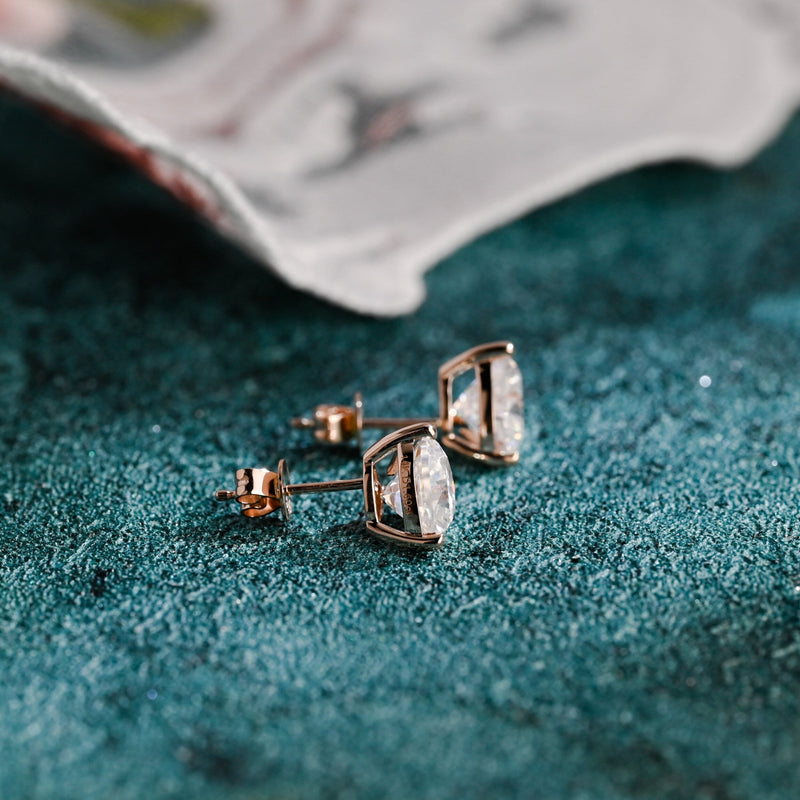 3.0 TCW Heart Moissanite Diamond Solitaire Stud Earrings