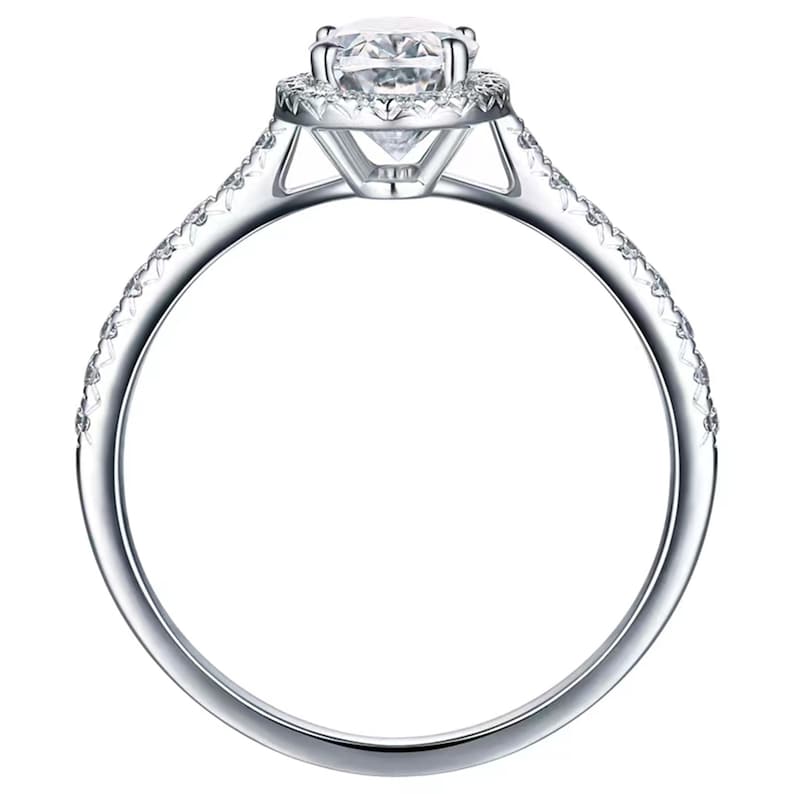 1.0 - 3.0 CT Oval CVD Diamond halo Pave Setting Engagement Ring