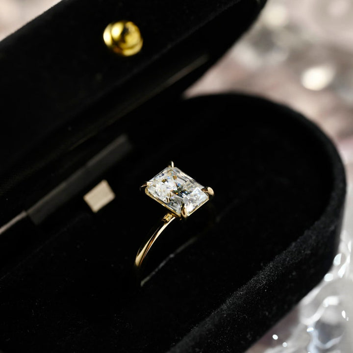 1.0-3.0 CT Radiant CVD Diamond Solitaire Engagement Ring