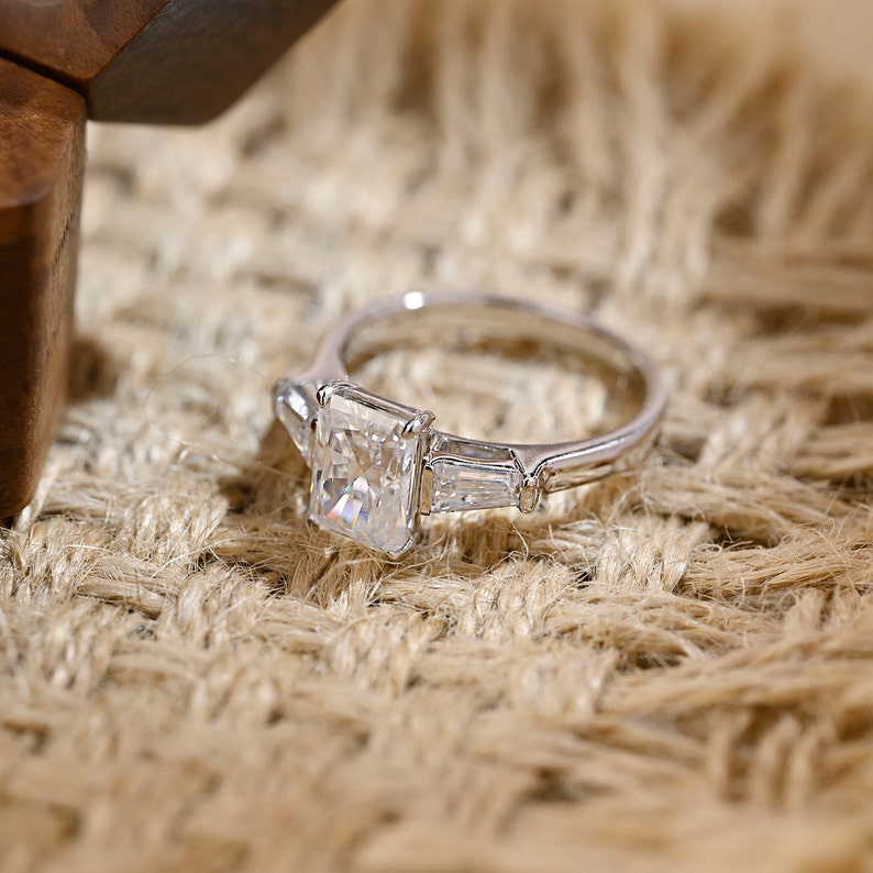1.0 - 3.0 CT Radiant F/VS1 CVD Diamond Three Stone Style Engagement Ring