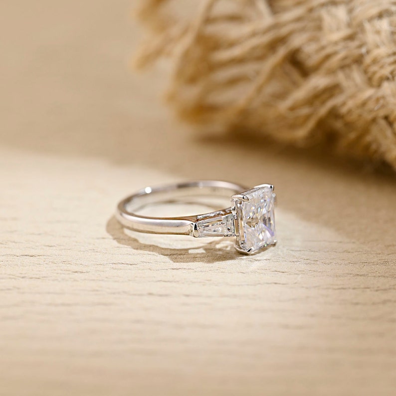 1.0 - 3.0 CT Radiant F/VS1 CVD Diamond Three Stone Style Engagement Ring