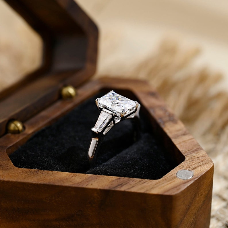 1.0 - 3.0 CT Radiant F/VS1 CVD Diamond Three Stone Style Engagement Ring