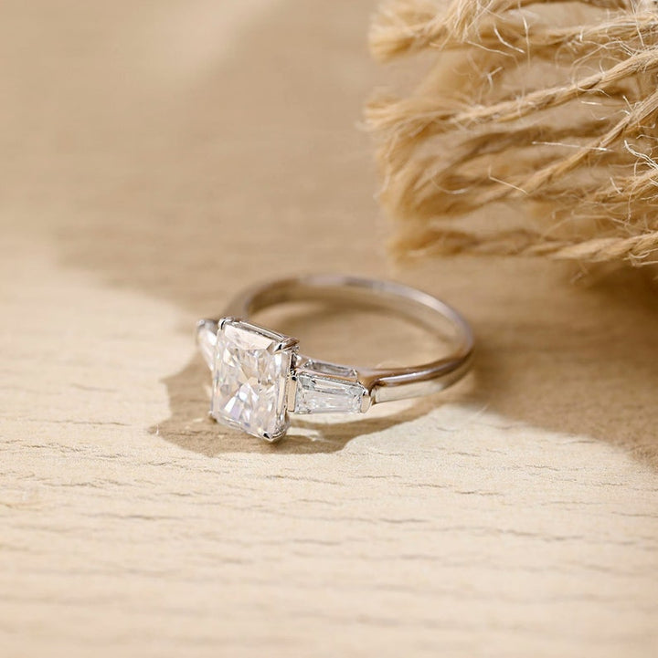 1.0 - 3.0 CT Radiant F/VS1 CVD Diamond Three Stone Style Engagement Ring
