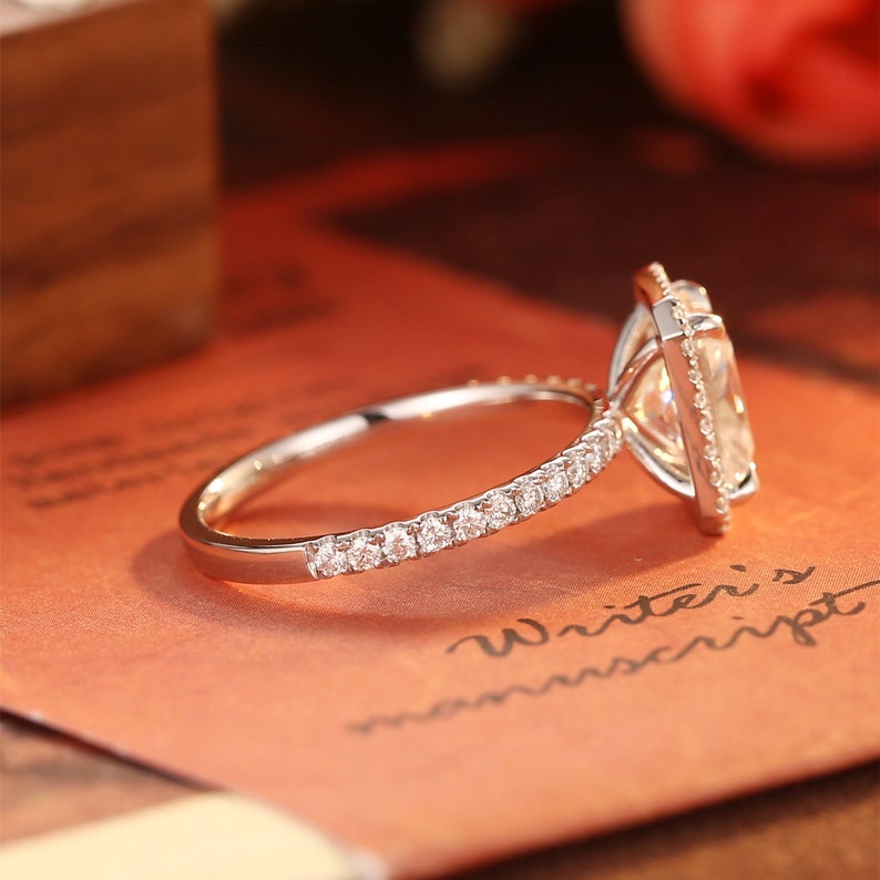 2.0-4.0 CT Radiant CVD Diamond halo Pave Setting Engagement Ring