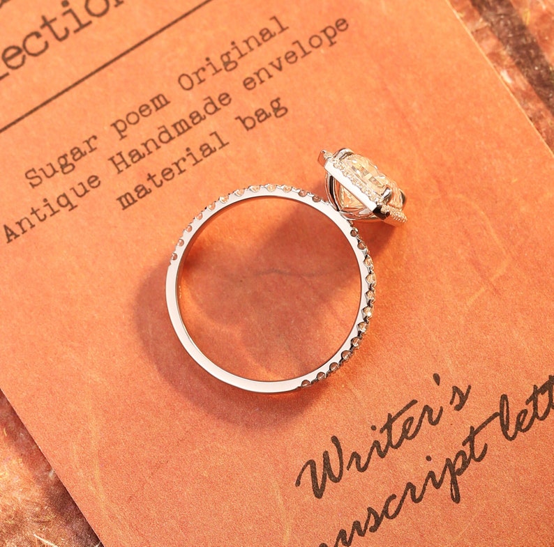 2.0-4.0 CT Radiant CVD Diamond halo Pave Setting Engagement Ring