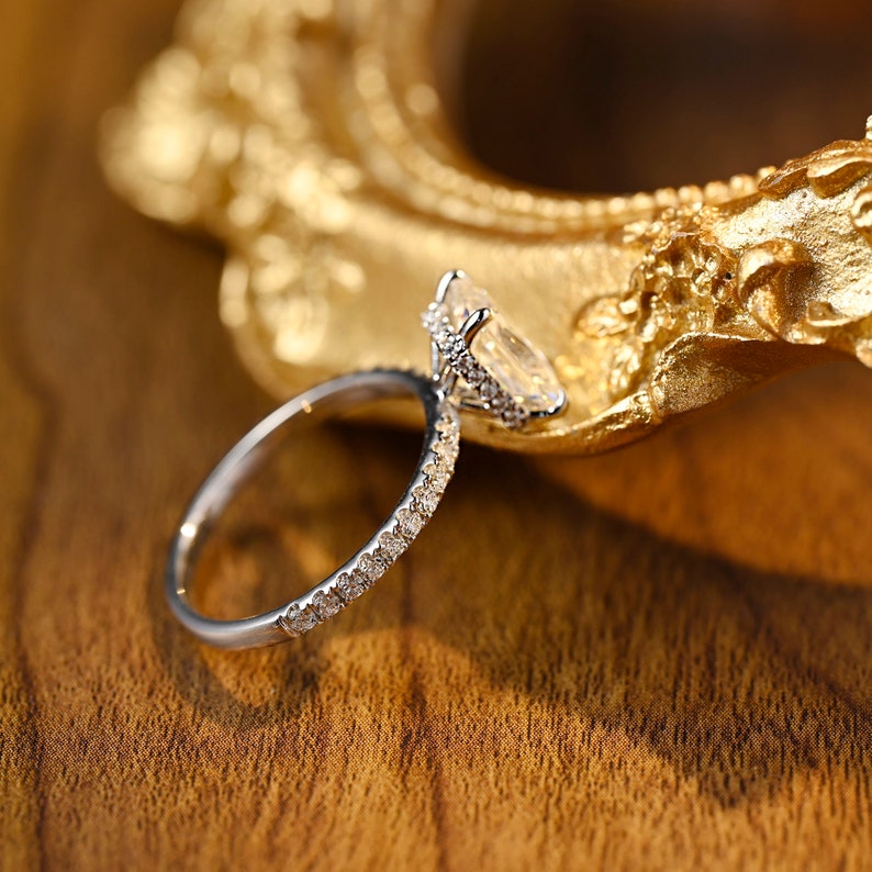 1.0 CT-3.0 CT Radiant CVD Diamond Hidden Halo Pave setting Engagement Ring