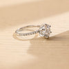 1.0-3.0 CT Round  CVD Diamond Hidden Halo Pave Setting Engagement Ring