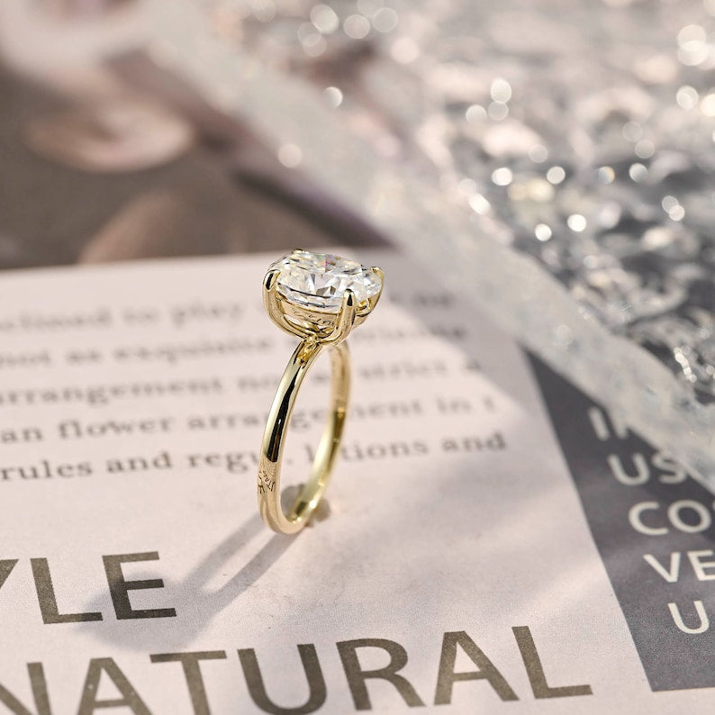 1.0-3.0 CT Oval  CVD Diamond Solitaire Engagement Ring