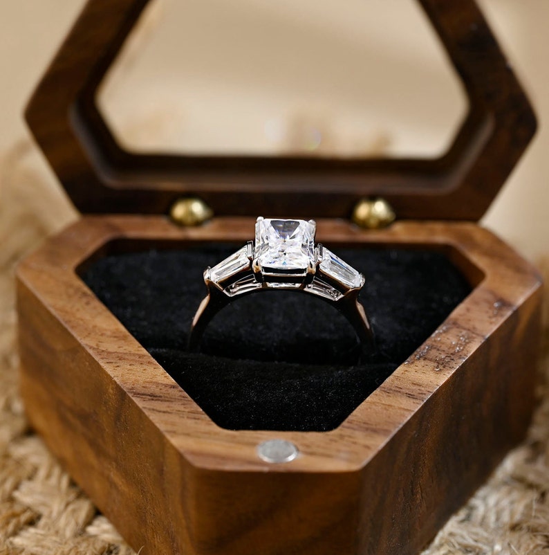 1.0 - 3.0 CT Radiant F/VS1 CVD Diamond Three Stone Style Engagement Ring