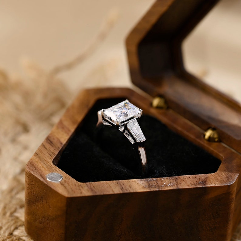 1.0 - 3.0 CT Radiant F/VS1 CVD Diamond Three Stone Style Engagement Ring
