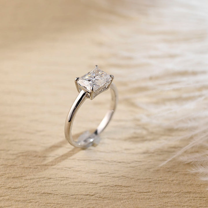 1.0 - 3.0 CT Radiant CVD Diamond Solitaire Engagement Ring