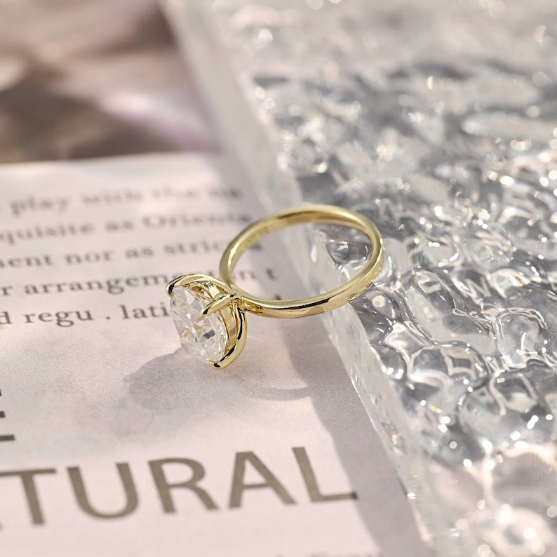1.0-3.0 CT Oval  CVD Diamond Solitaire Engagement Ring