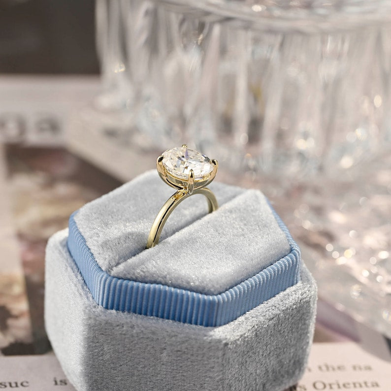 1.0-3.0 CT Oval  CVD Diamond Solitaire Engagement Ring