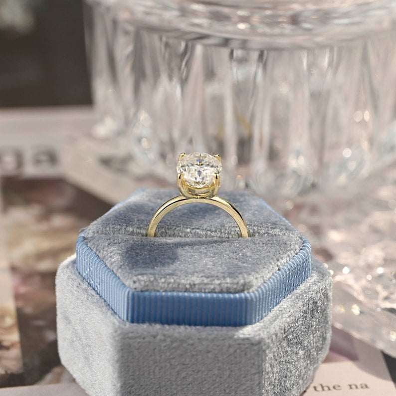 1.0-3.0 CT Oval  CVD Diamond Solitaire Engagement Ring