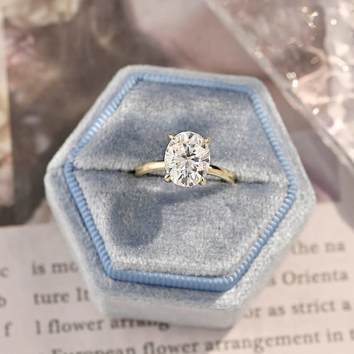 1.0-3.0 CT Oval  CVD Diamond Solitaire Engagement Ring