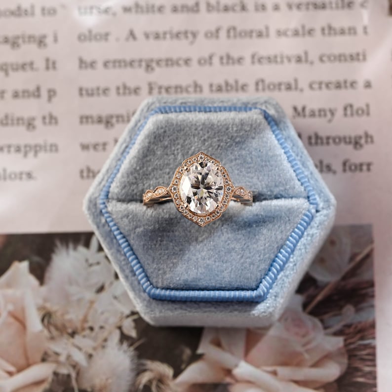 1.0-3.0 CT Oval  CVD Diamond halo Pave Setting Engagement Ring