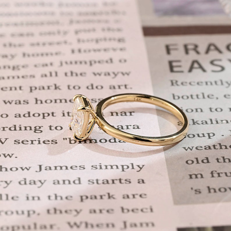 1.0-3.0 CT Radiant CVD Diamond Solitaire Engagement Ring