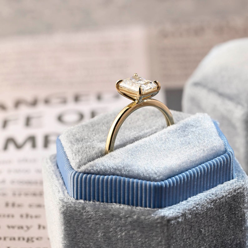 1.0-3.0 CT Radiant CVD Diamond Solitaire Engagement Ring