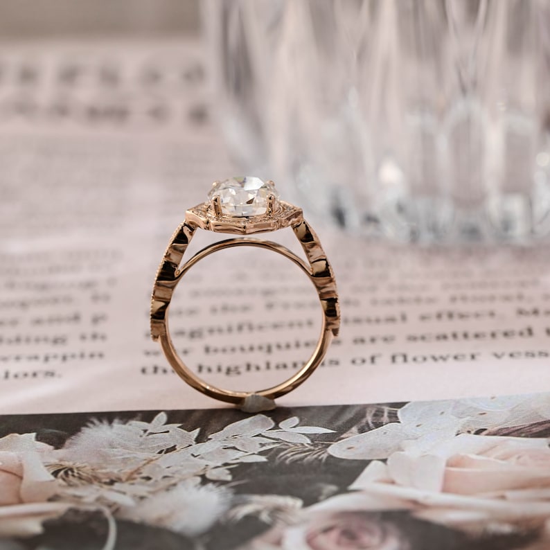 1.0-3.0 CT Oval  CVD Diamond halo Pave Setting Engagement Ring