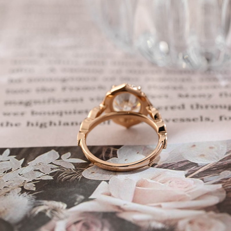 1.0-3.0 CT Oval  CVD Diamond halo Pave Setting Engagement Ring